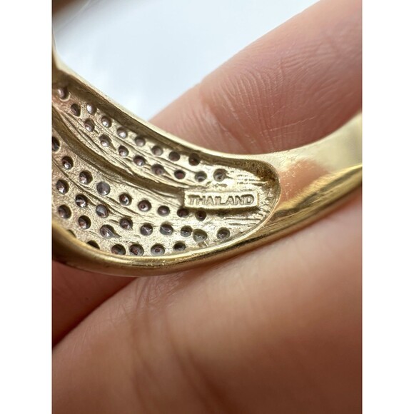 J&T 925 Sterling Silver 14k Gold Vermeil C Z Cross Ring Size 7 - Picture 6 of 7